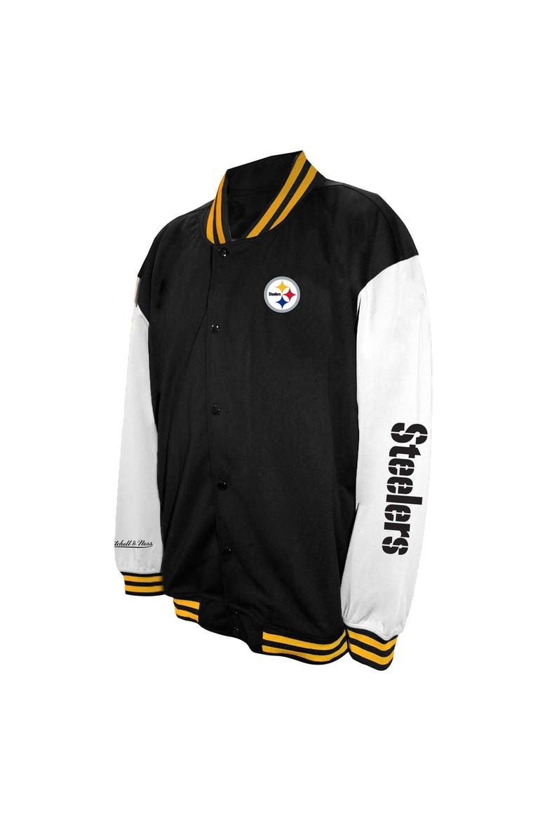 Men's Profile  Black Pittsburgh Steelers Big & Tall Full-Snap Varsity Jacket, Alternate, color, Black