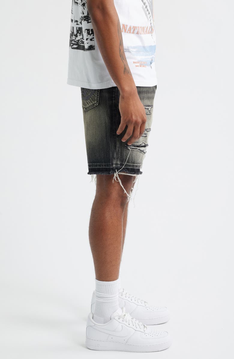 Billionaire Boys Club BB Cadet Crater Black Distressed Cutoff Denim Shorts, Alternate, color, Crater Black