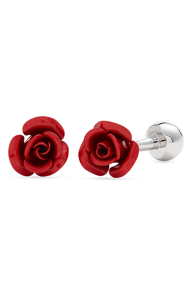 CLIFTON WILSON Rose Bud Cuff Links, Main, color, Red
