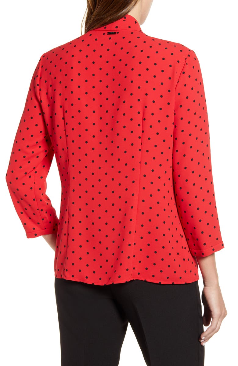 Anne Klein Tie Neck Dot Blouse, Alternate, color, 