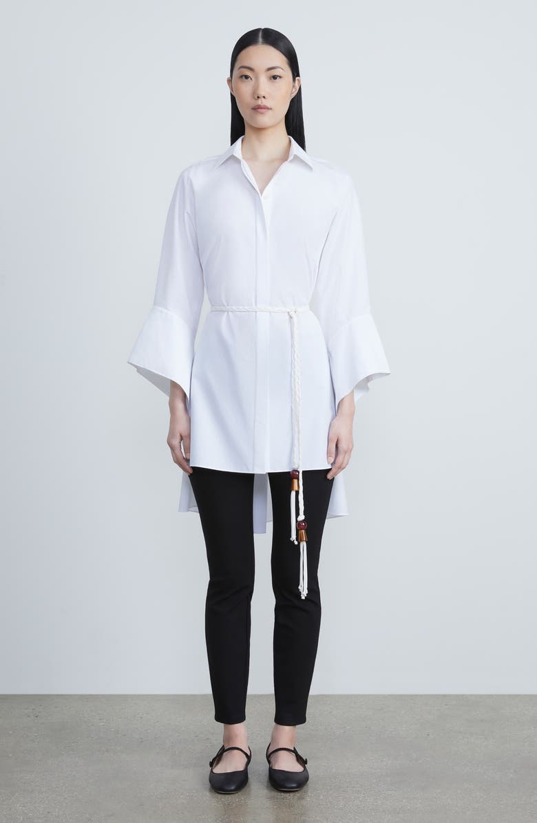 Lafayette 148 New York Belted Poplin Tunic, Alternate, color, White