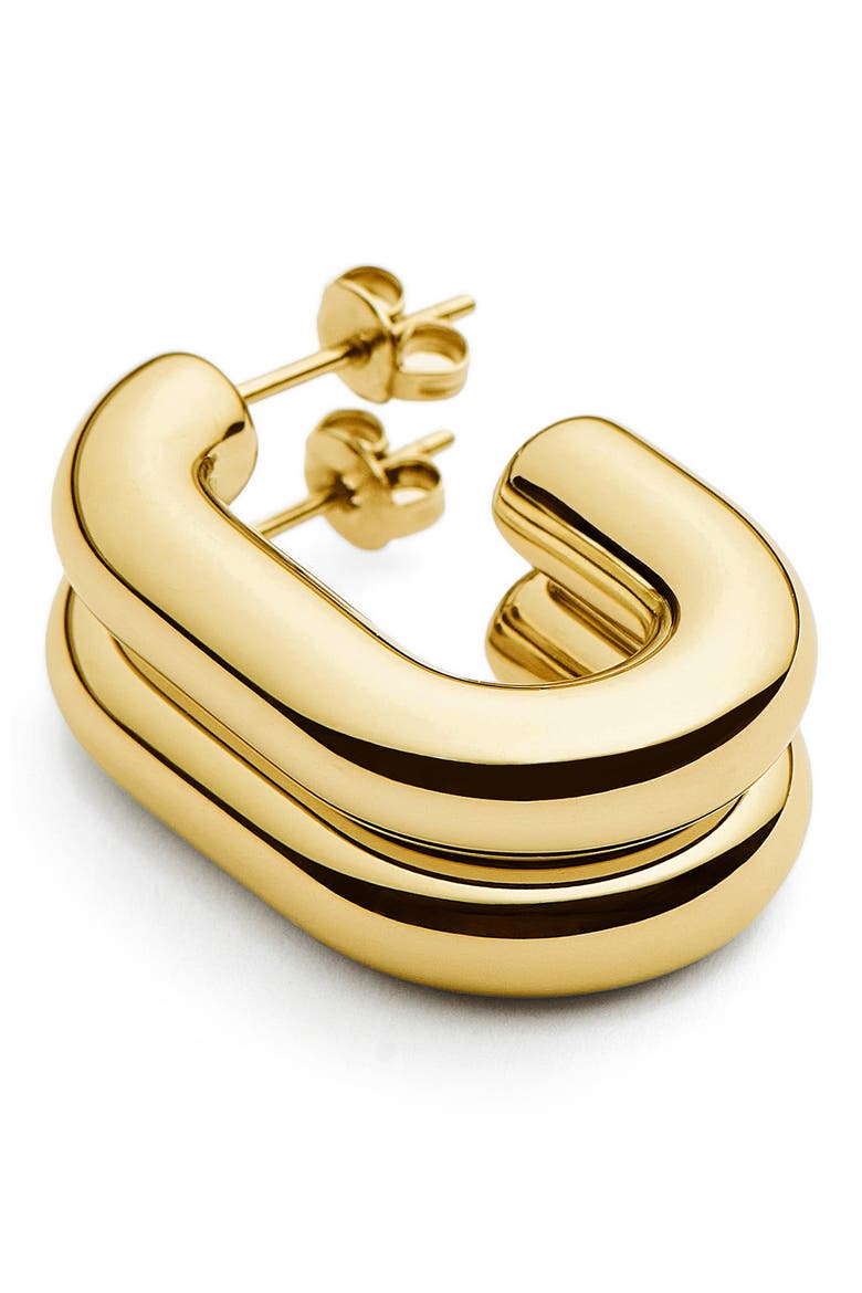 Chubby Oval Medium Hoop Earrings, Alternate, color, GOLD
