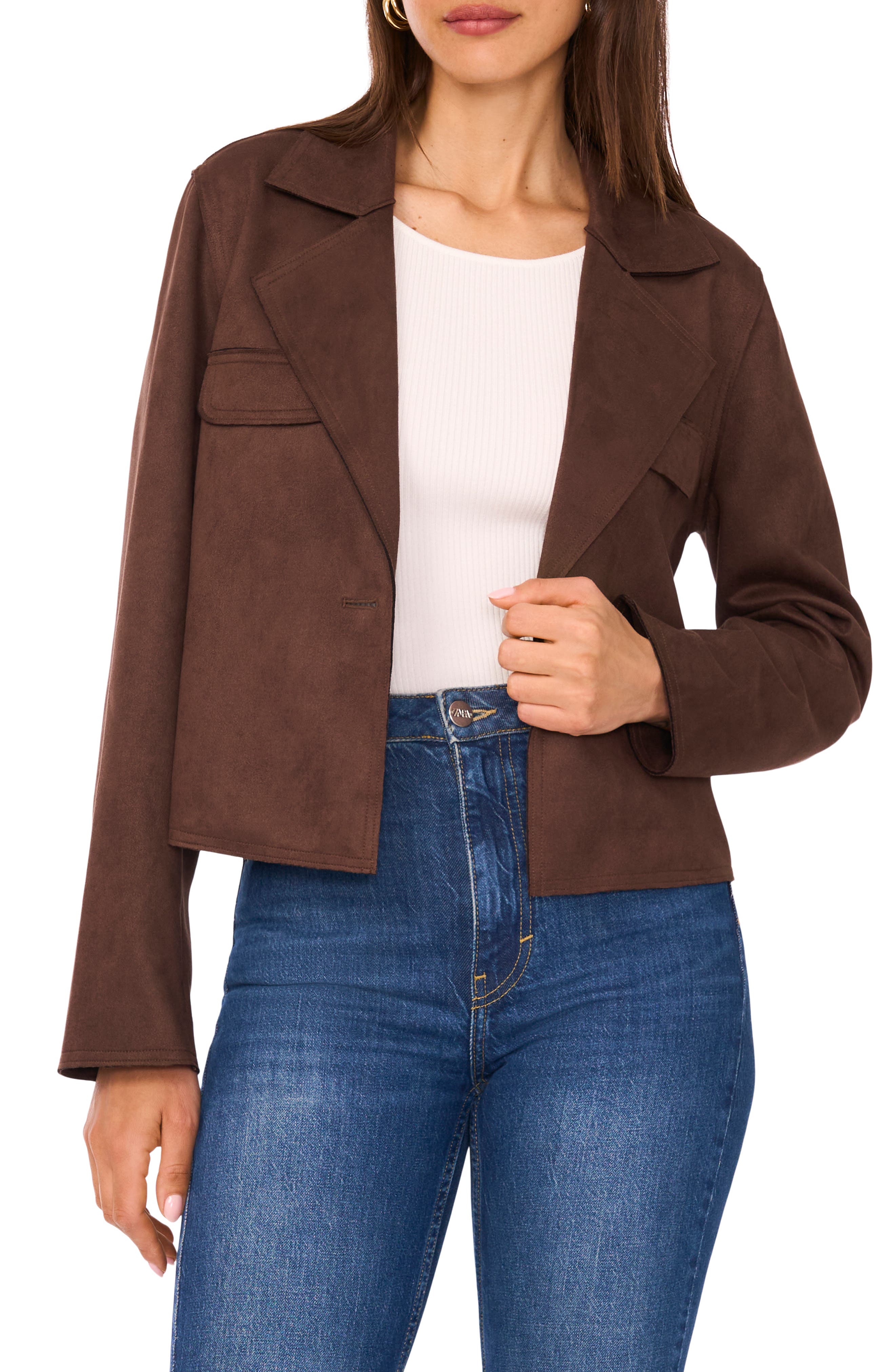 Vince Camuto One-Button Faux Suede Jacket