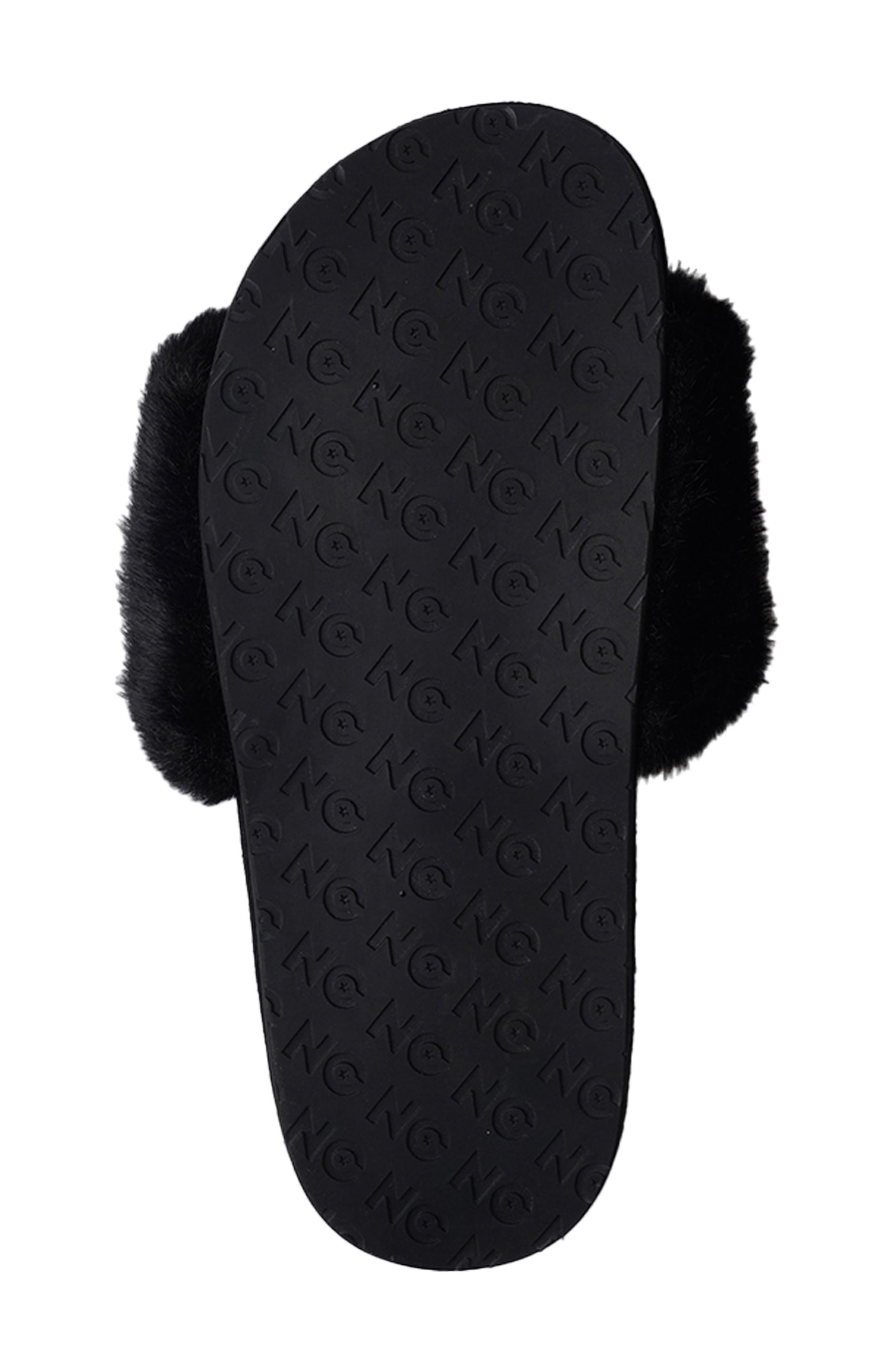 National Comfort Macklin Faux Fur Slipper, Alternate, color, Black