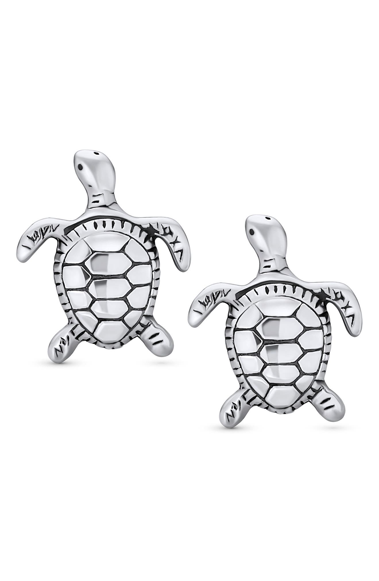 BLING JEWELRY Tiny Nautical Hawaiian Sea Turtle Stud Earrings (Women ...