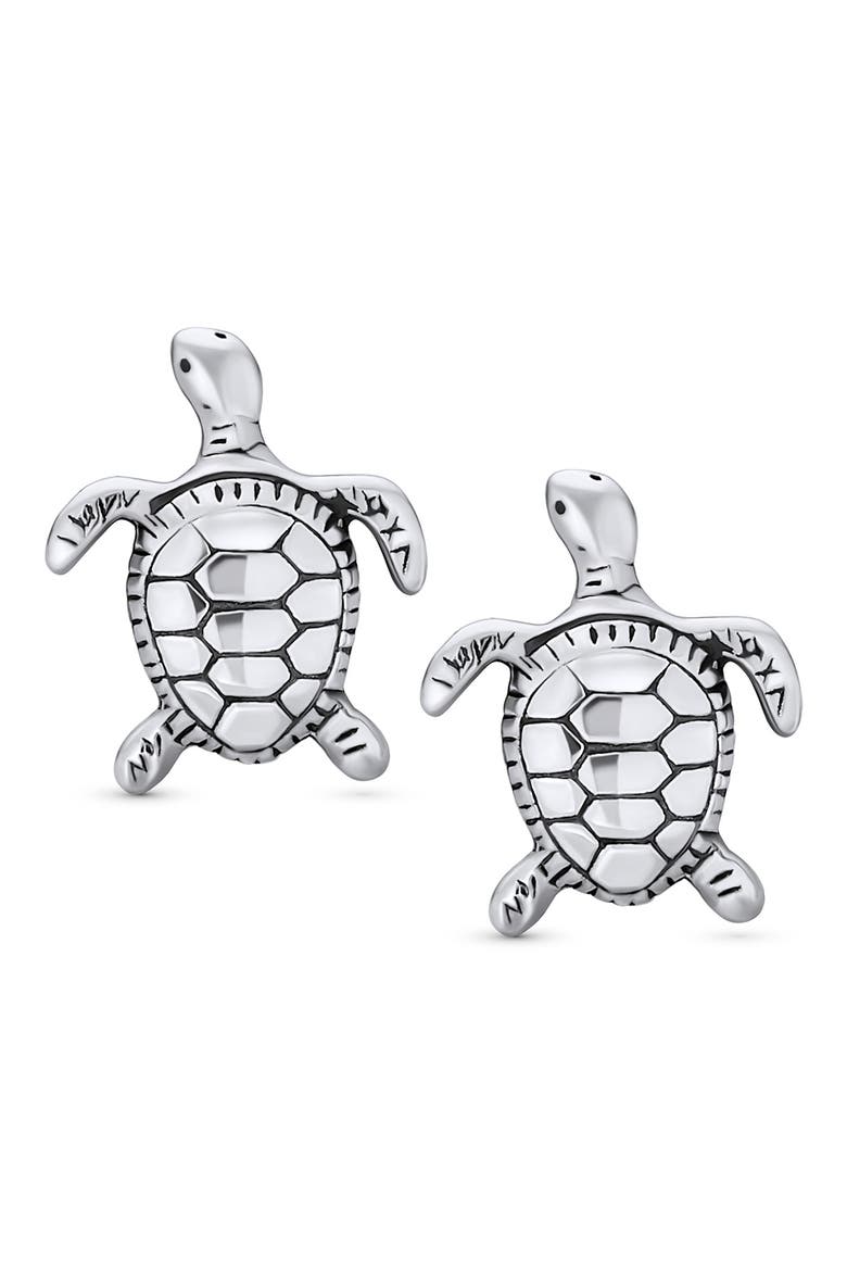 Tiny Nautical Hawaiian Sea Turtle Stud Earrings, Alternate, color, SILVER