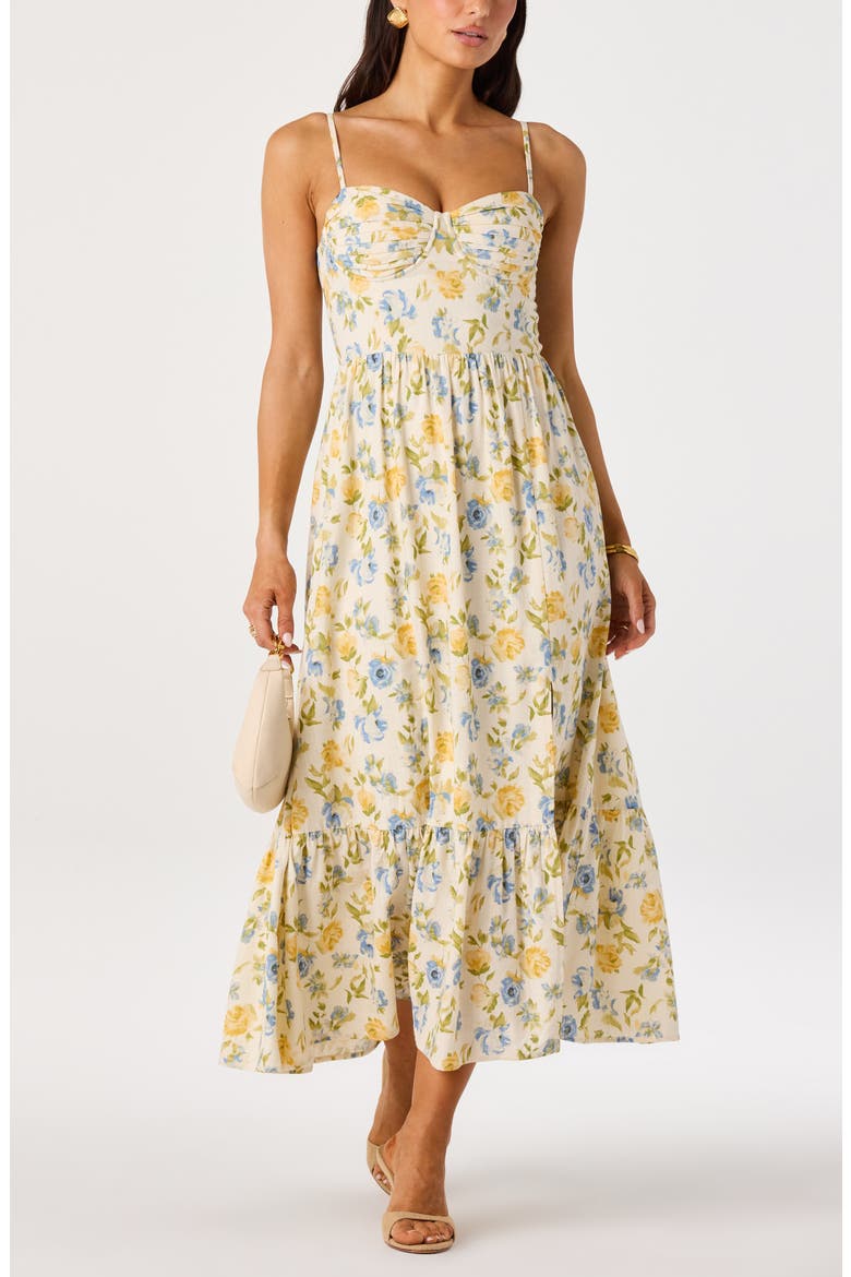 Floral Pleated Bust Fit & Flare Sundress, Alternate, color, IVORY BLUE MULTI FLORAL