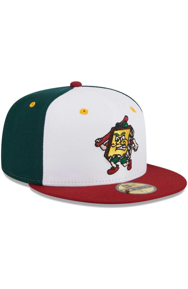 New Era Men's New Era White Altoona Curve Theme Nights Altoona Pizzas 59FIFTY Fitted Hat, Alternate, color, White
