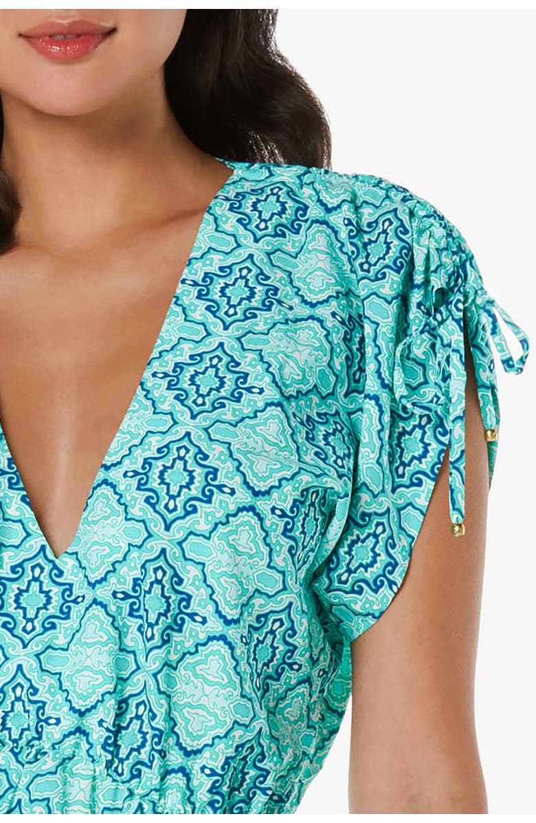 HELEN JON V-Neck Dress, Alternate, color, Marbella Tile