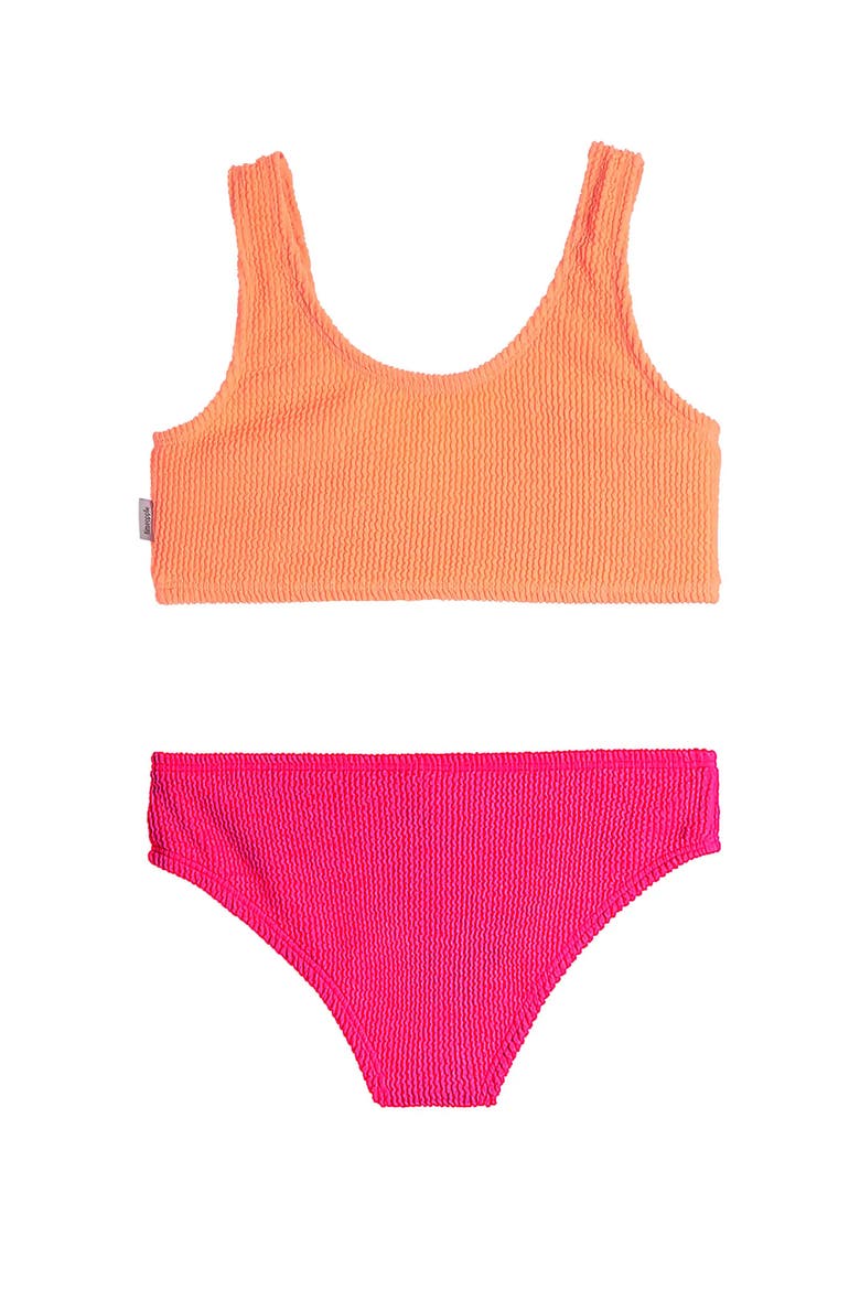 Crinkle Tie Bikini Swimsuit, Alternate, color, Watermelon and Lipstick Pink