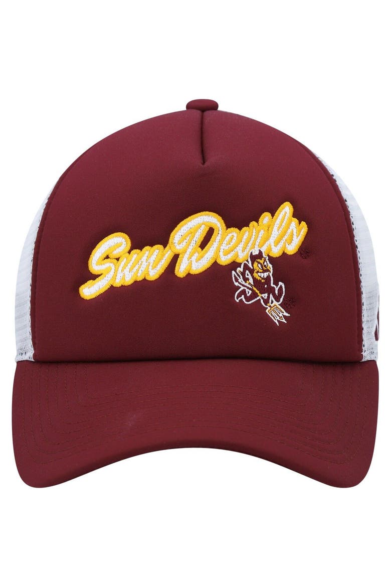 Men's adidas Maroon Arizona State Sun Devils Script Trucker Snapback Hat, Alternate, color, Maroon