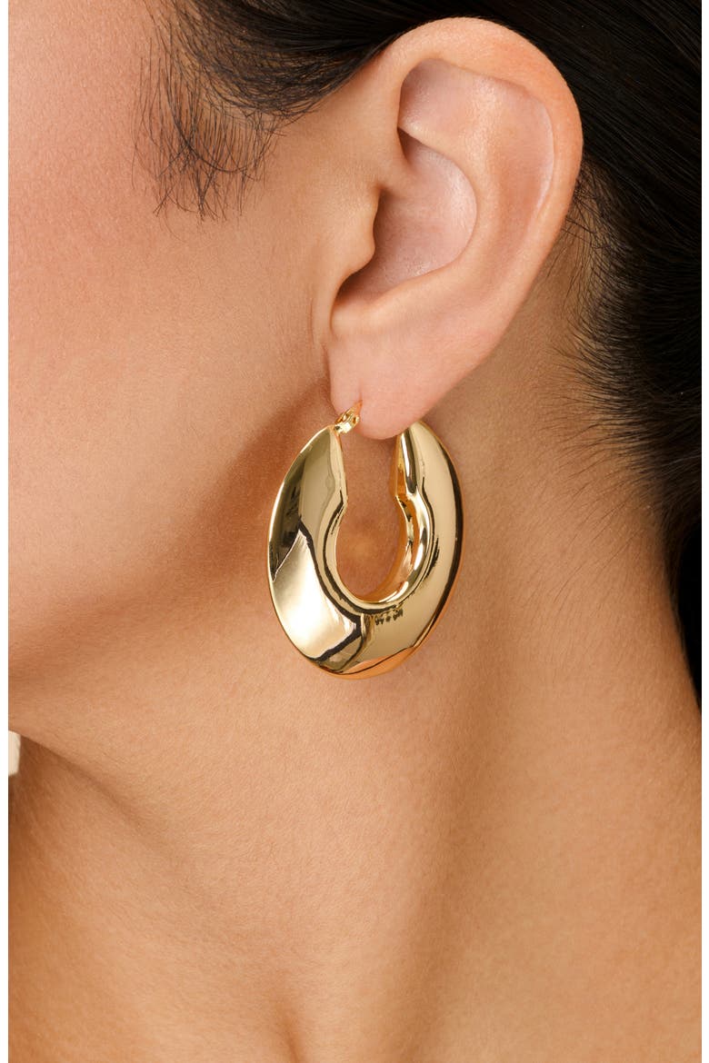 Paige Flat Tube Hoop Earrings, Alternate, color, GOLD