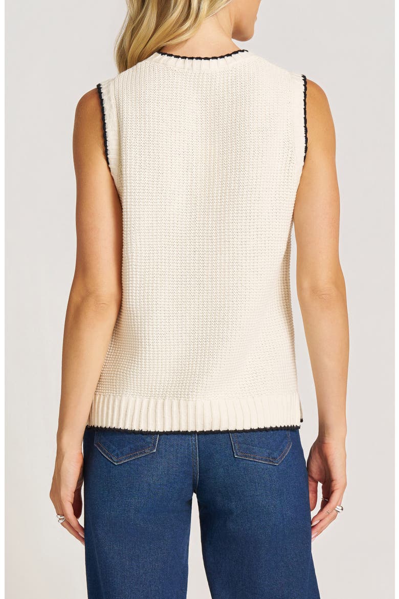 Elm Crewneck Cotton Sweater Vest, Alternate, color, IVORY/ BLACK