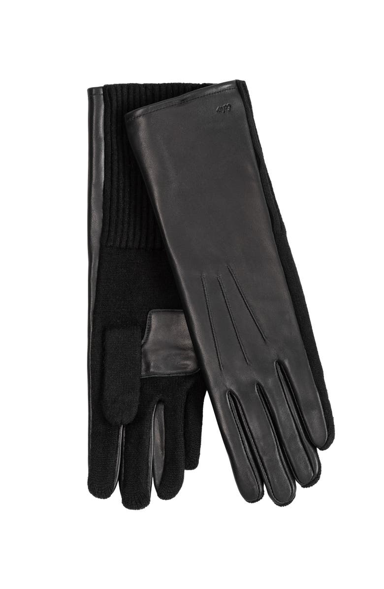 Echo Long Leather Glove, Main, color, Black