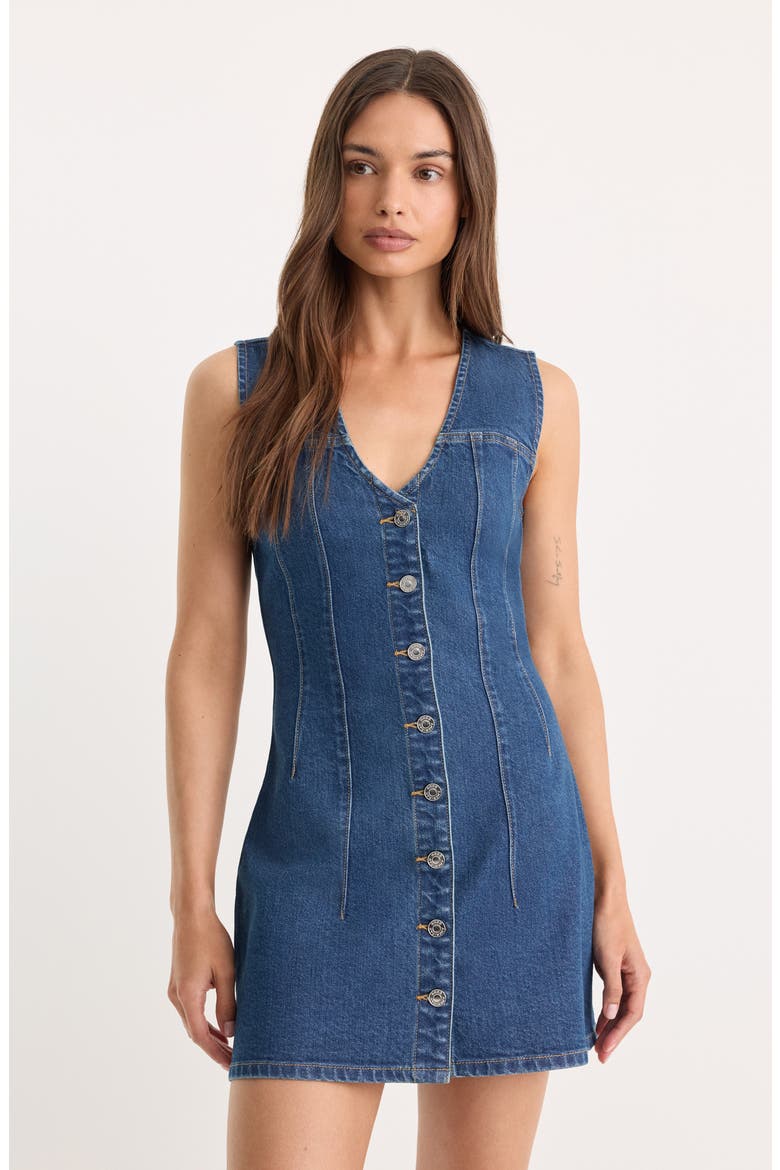 The Denim V-Neck Minidress, Alternate, color, INDIGO1265