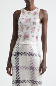 Brandon Maxwell The Noemi Paillette & Cashmere Floral Tank