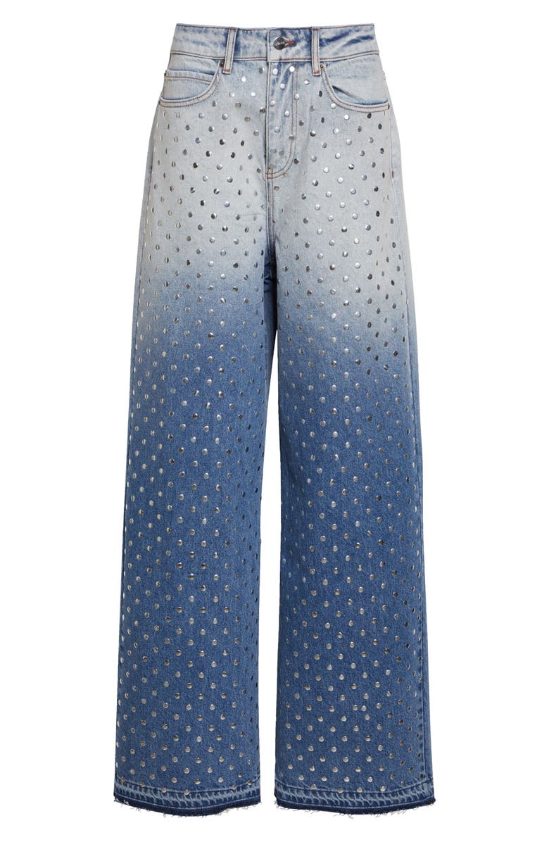 MONSE Dégradé Bleached Studded Wide Leg Jeans, Alternate, color, Indigo