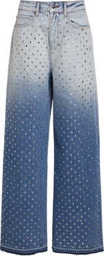 MONSE Dégradé Bleached Studded Wide Leg Jeans