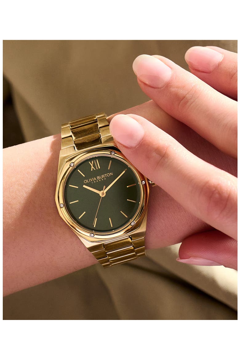 Sports Luxe Hexa Bracelet Watch, 33mm, Alternate, color, GREEN
