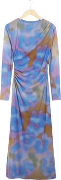 & Other Stories Abstract Print Long Sleeve Mesh Dress