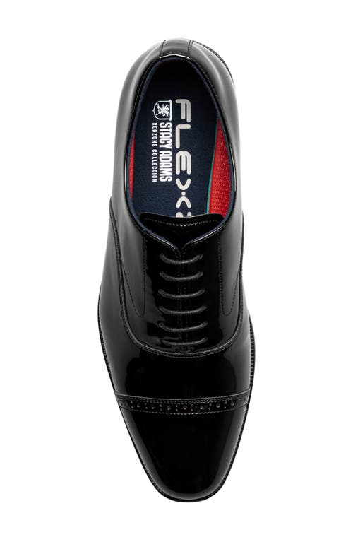 Stacy Adams Concorde Ii Patent Cap Toe Wholecut Shoe In Black Patent