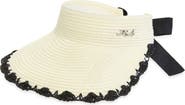 KARL LAGERFELD PARIS Crochet Edge Straw Visor