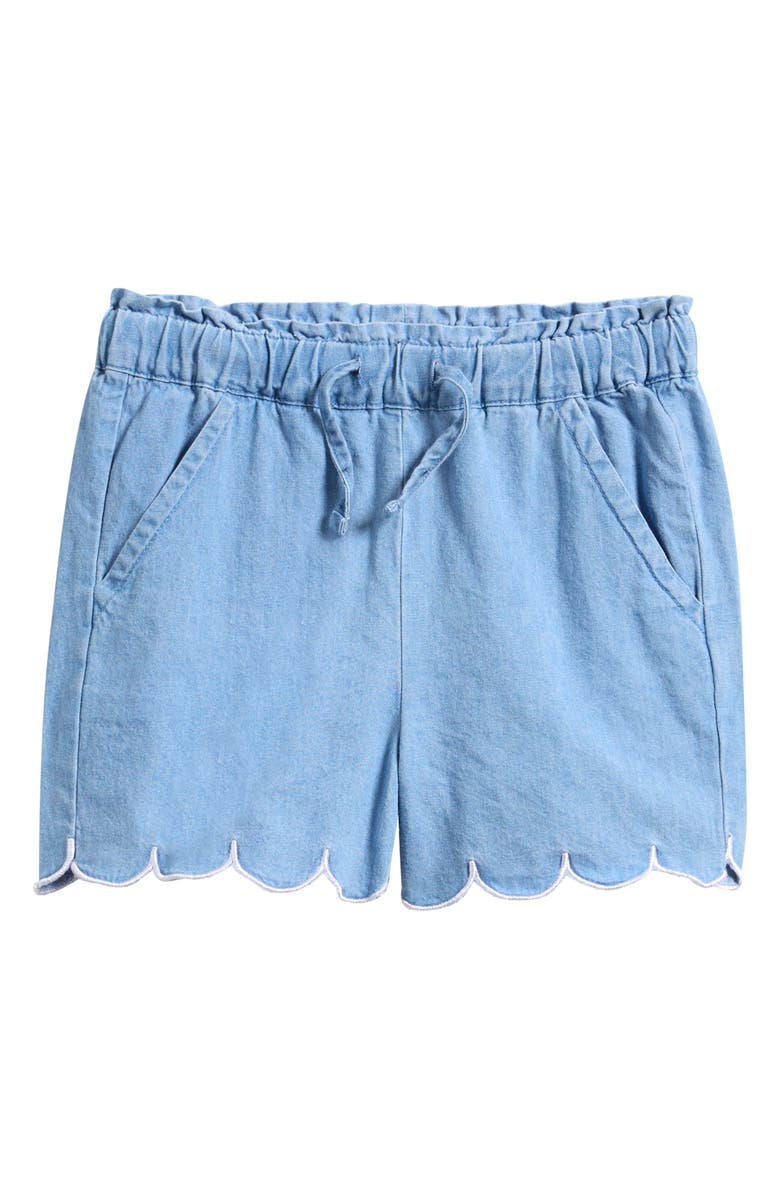 MILES THE LABEL Kids' Scallop Chambray Shorts, Main, color, Light Blue Denim