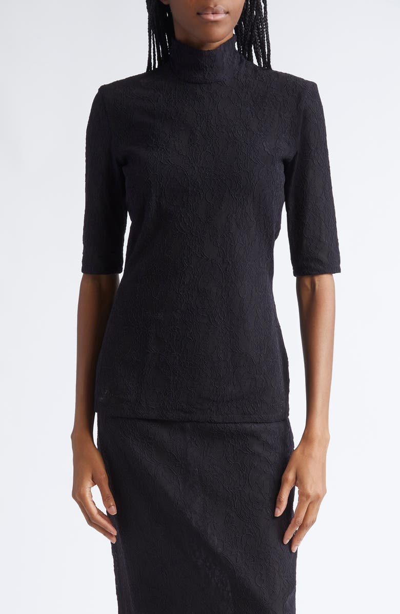 Stella McCartney Stretch Lace Top, Main, color, Black