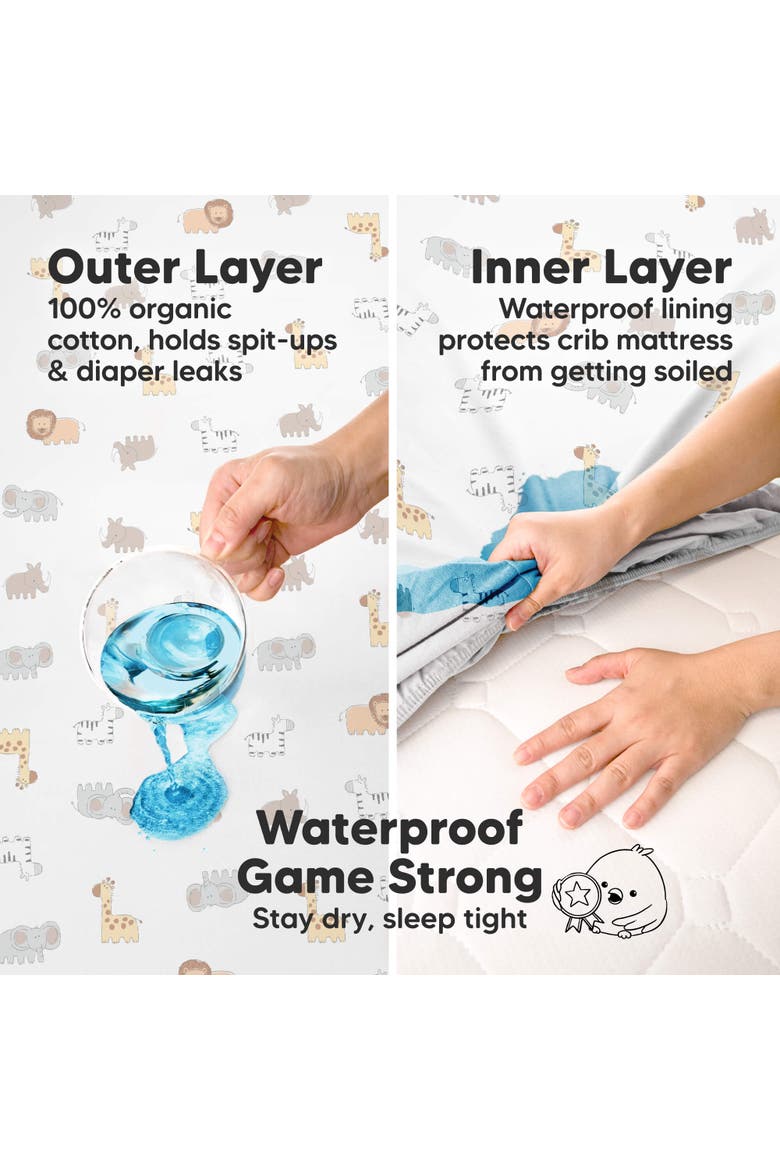 2-Pack Soothe [Protect+] Waterproof Crib Sheets, Alternate, color, Pecan
