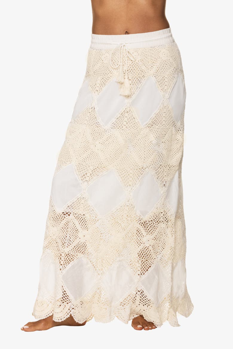 Scallop Crochet Maxi Skirt/Bandeau Dress, Main, color, Ivory Crochet
