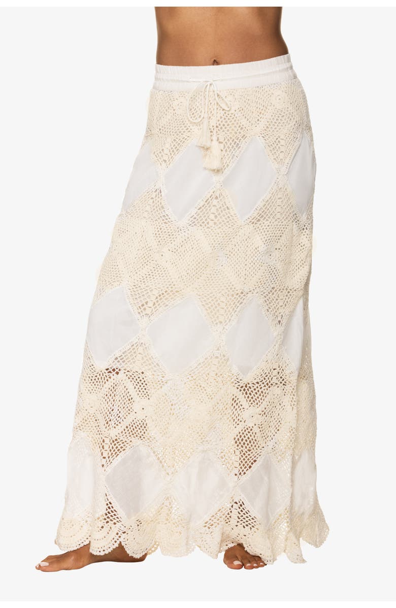 HELEN JON Scallop Crochet Maxi Skirt/Bandeau Dress, Main, color, Ivory Crochet