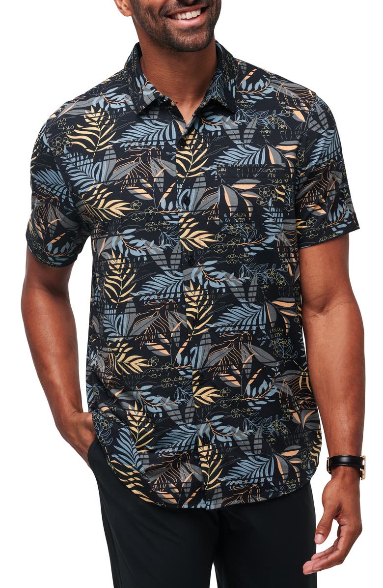 TravisMathew Hanabata Days Tropical Print Short Sleeve Button-Up Shirt, Main, color, 