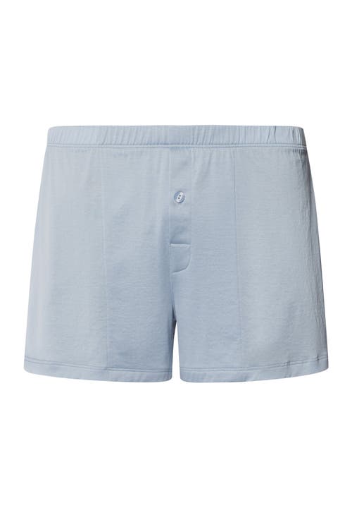 Hanro Cotton Sporty Button Fly Cotton Boxer In Sea Breeze
