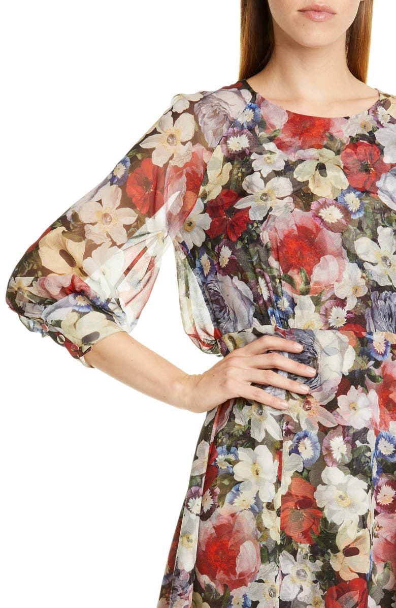 Erdem Poppy Collage Floral Silk Midi Dress, Alternate, color,