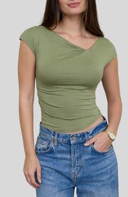 Blu Pepper Asymmetrical Neckline Knit Top