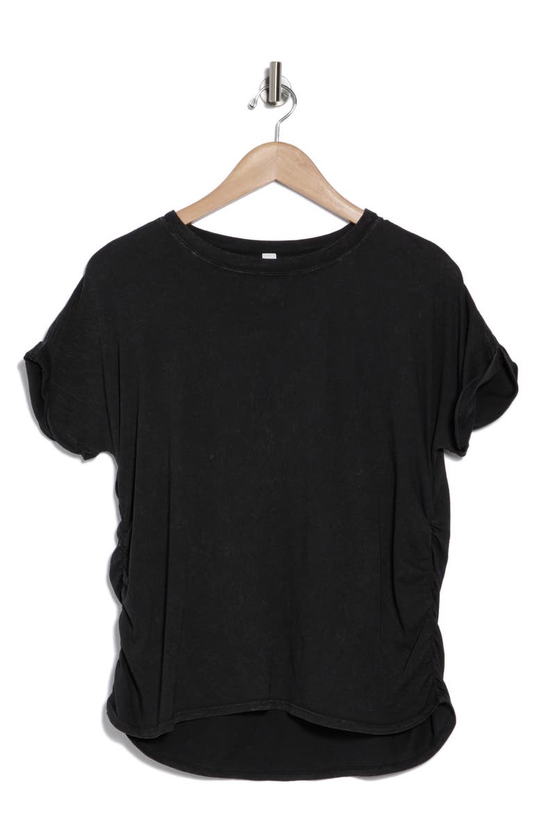 Z by Zella Vintage Wash Ruched T-Shirt, Alternate, color, Black