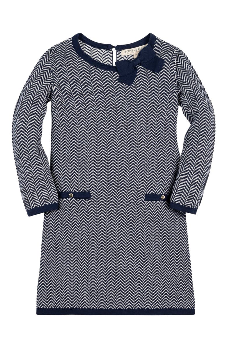 Hope & Henry Girls' Organic Bow Sweater Dress, Kids, Main, color, 