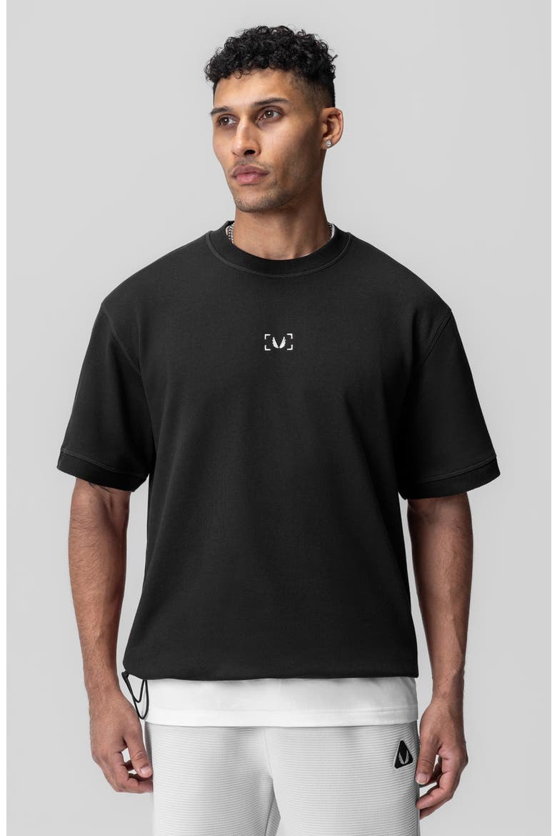 Herringbone Terry Oversized Cinch Tee, Alternate, color, Black