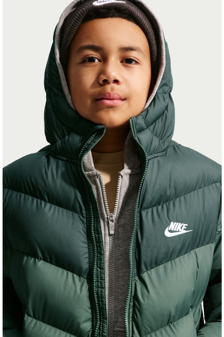 Kids' Sportswear Therma-FIT Water Repellent Loose Fit Puffer Jacket, Alternate, color, CAMO GREEN/ BLACK SPRUCE