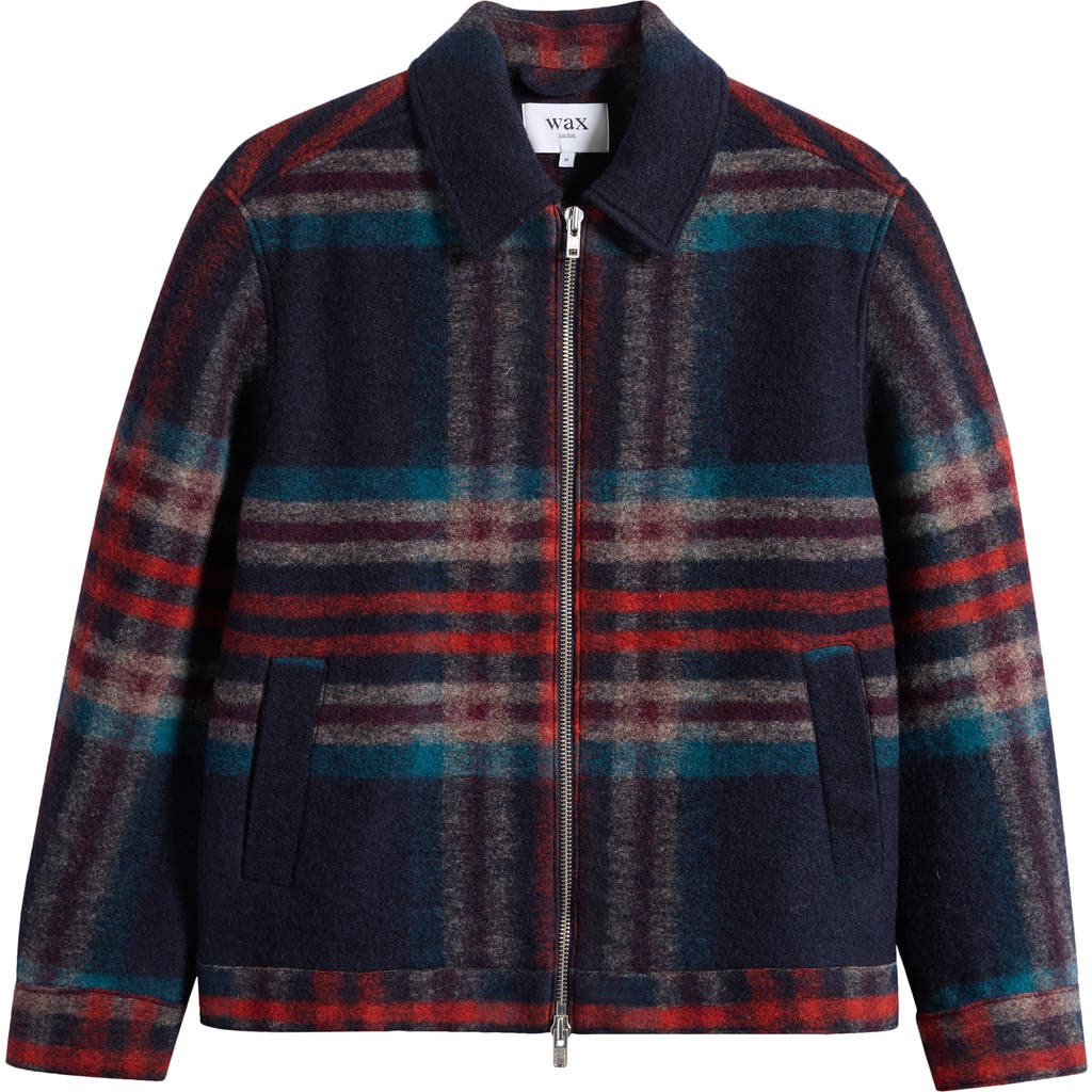 Wax London Heath Wool Blend Bomber Jacket in Navy /Multi  product