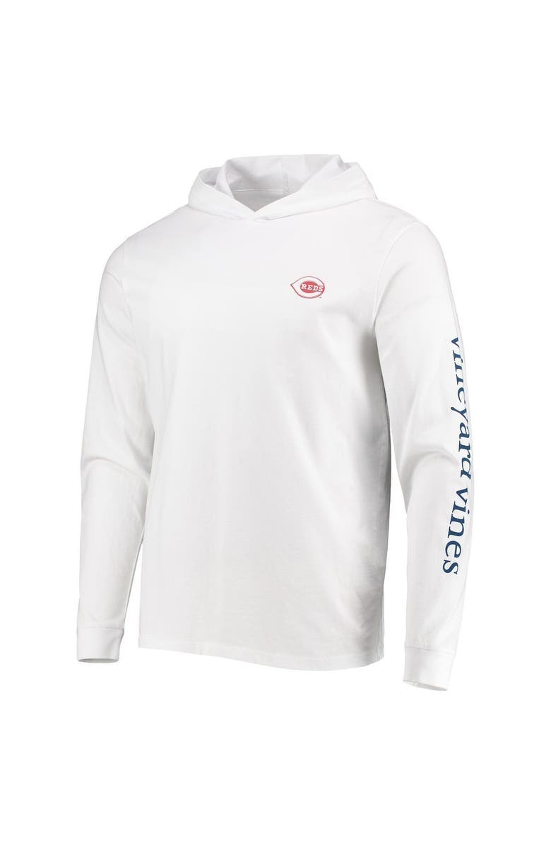 vineyard vines Men's Vineyard Vines White Cincinnati Reds Logo Hoodie Long Sleeve T-Shirt, Alternate, color, 