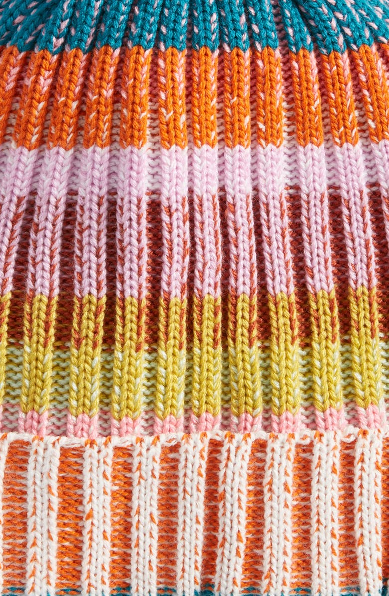 verloop Mosaic Stripe Pompom Beanie, Alternate, color, Rust Lilac