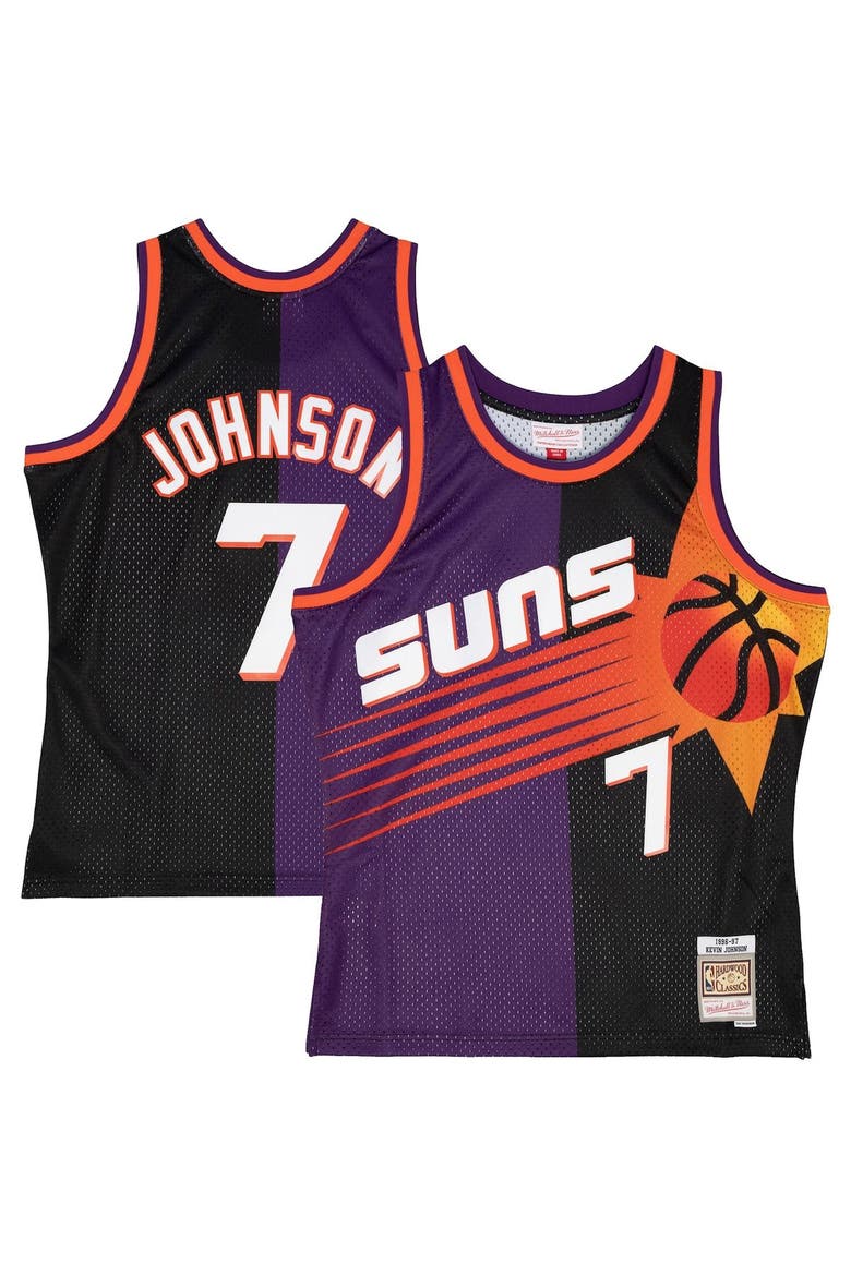 Men's Mitchell & Ness Kevin Johnson Purple/Black Phoenix Suns Hardwood Classics 1996/97 Split Swingman Jersey, Alternate, color, Purple