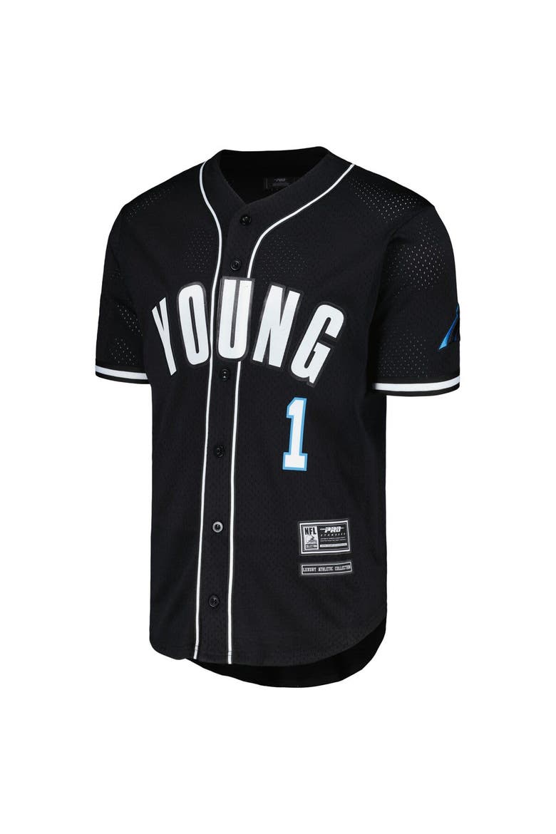 Men's Pro Standard Bryce Young Black Carolina Panthers Mesh Baseball Button-Up T-Shirt, Alternate, color, Black