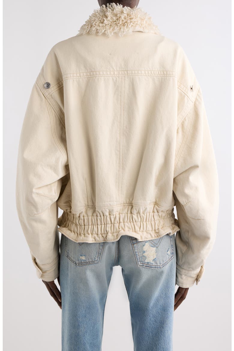 Valineo-GD Faux Fur Collar Denim Jacket, Alternate, color, ECRU