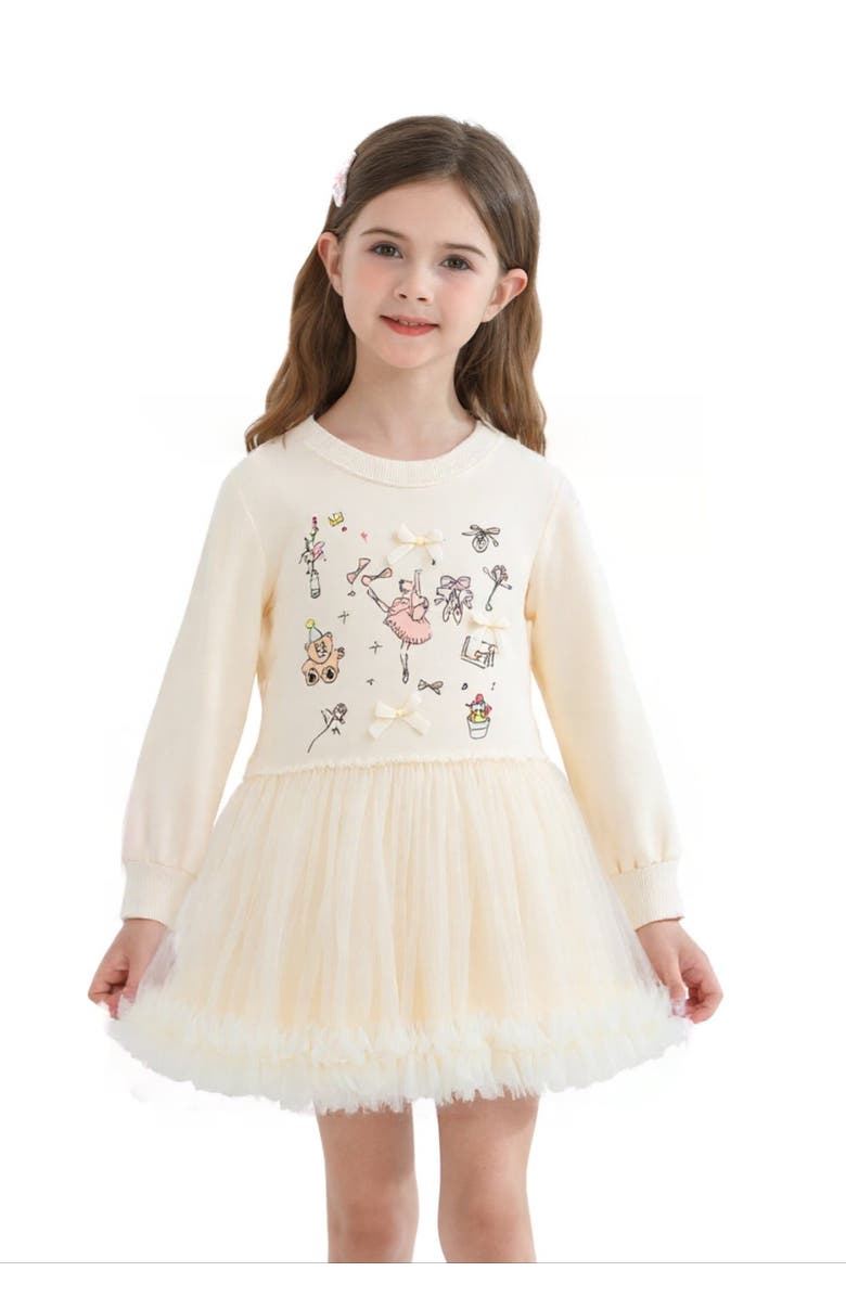 Mimi Tutu Ballet Ruffle Bow Dress, Alternate, color, Beige