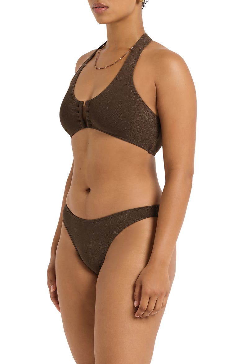 Sign Shimmer High Leg Bikini Briefs, Alternate, color, WALNUT