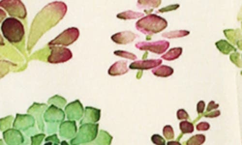 L'ovedbaby Print Organic Cotton Two-way Zip Footie In Buttercream Succulents