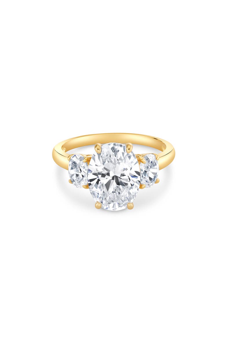 Cubic Zirconia Three-Stone Ring, Alternate, color, 18KT YELLOW GOLD / CLEAR STONE
