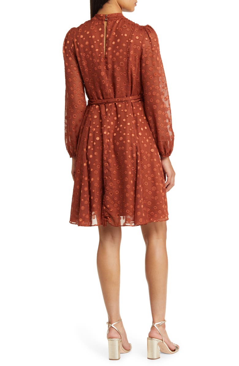 Julia Jordan Twist Neck Tie Waist Long Sleeve Dress, Alternate, color, 